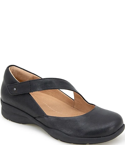 Jambu Treva Leather Asymmetrical Strap Mary Jane Pumps