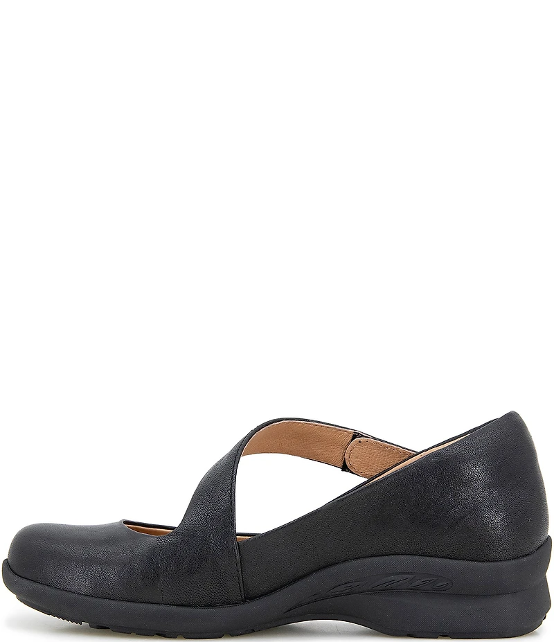 Jambu Treva Leather Asymmetrical Strap Mary Jane Pumps