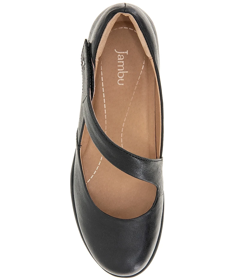 Jambu Treva Leather Asymmetrical Strap Mary Jane Pumps