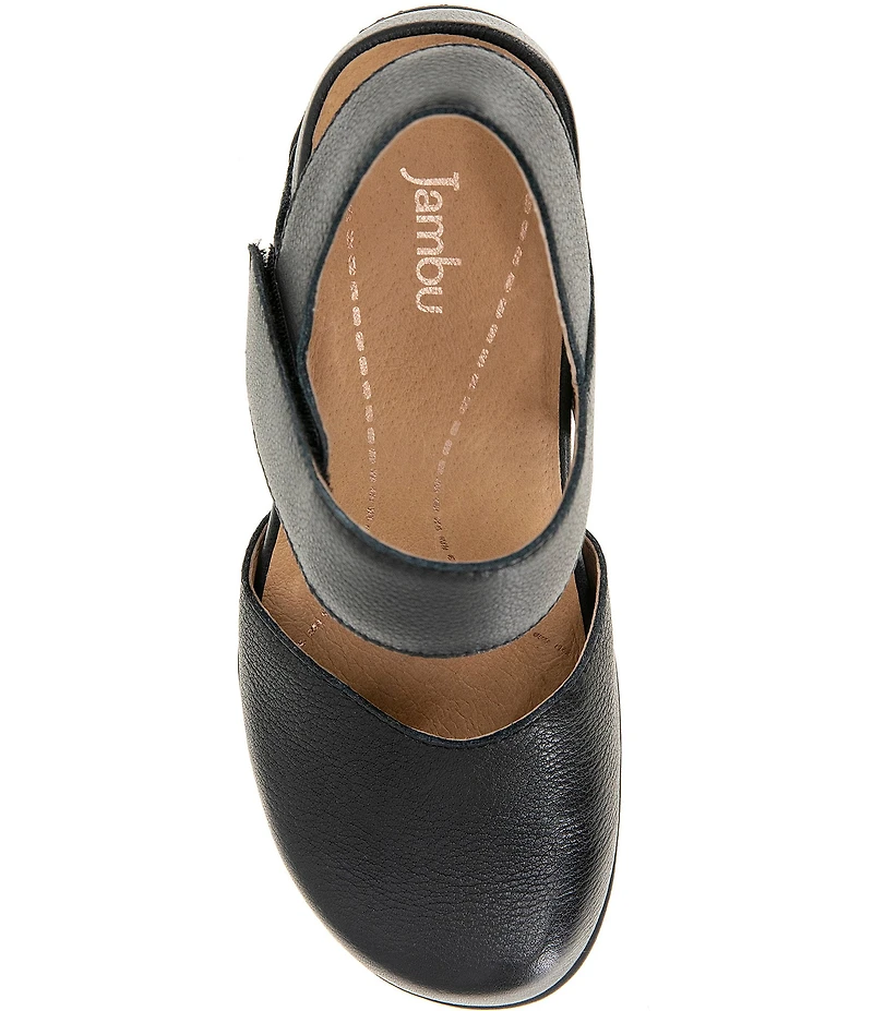 Jambu Women's Nia Leather Mary Jane Slingback Wedge Pumps