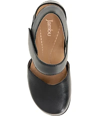 Jambu Women's Nia Leather Mary Jane Slingback Wedge Pumps