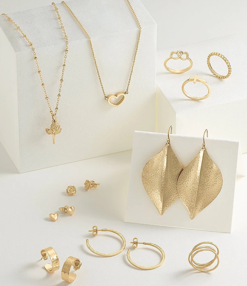 James Avery 10K Gold Repouse Leaf Drop Ear Hooks