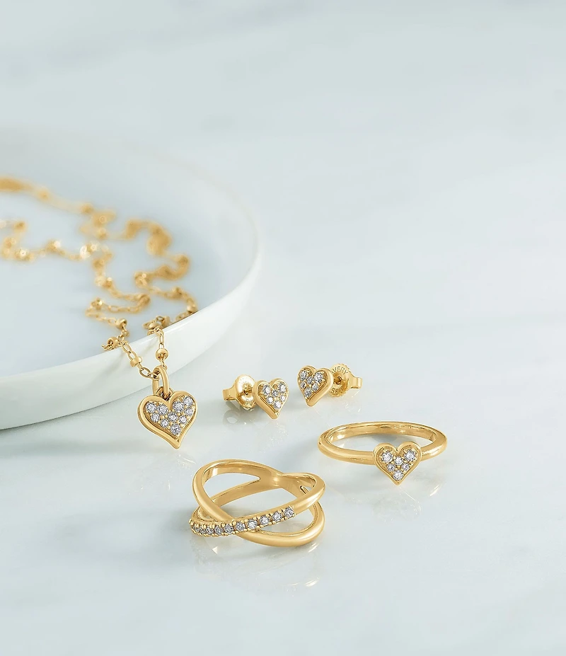 James Avery 14K Gold Delicate Pave Diamond Heart Band Ring