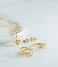 James Avery 14K Gold Delicate Pave Diamond Heart Band Ring