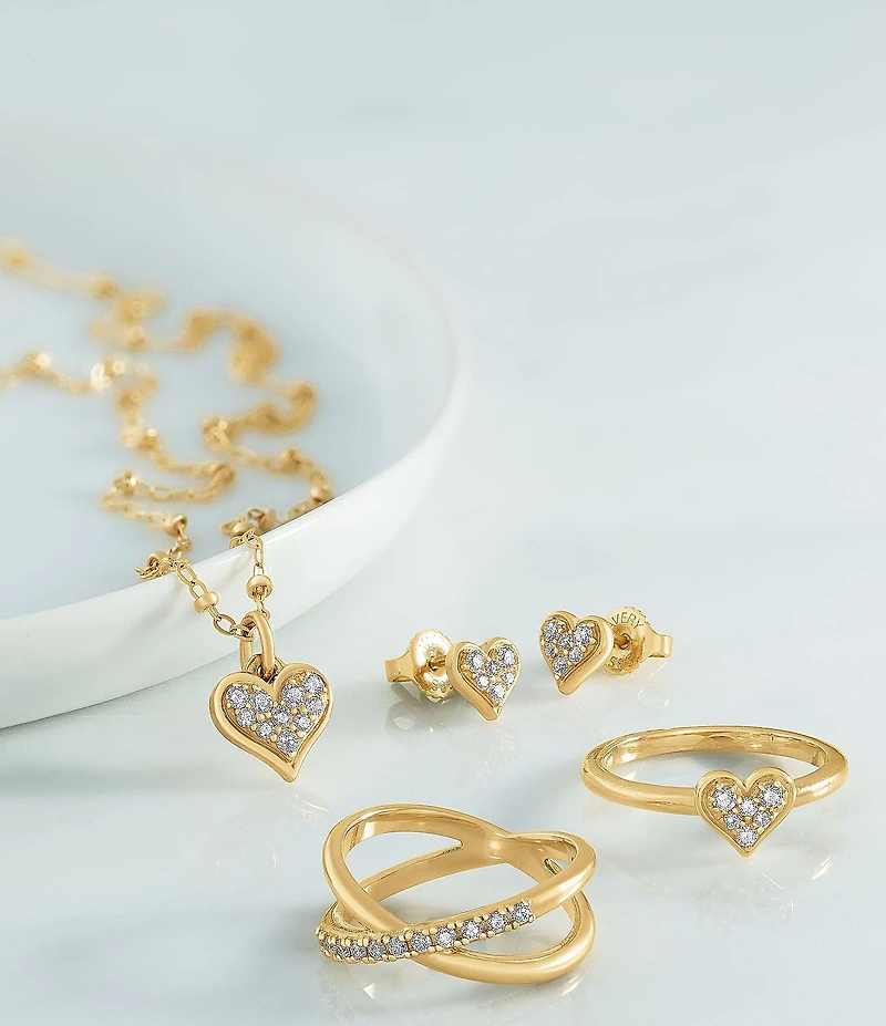 James Avery 14K Gold Delicate Pave Diamond Heart Band Ring