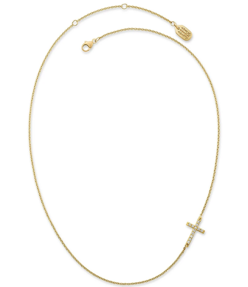 James Avery 14K Gold Delicate Pave Diamond Horizon Cross Necklace