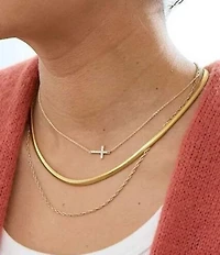 James Avery 14K Gold Delicate Pave Diamond Horizon Cross Necklace