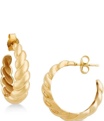 James Avery 14K Gold Puffy Half Twist Hoop Earrings