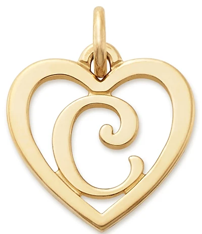 James Avery 14k Gold Heart Script Initial Charm