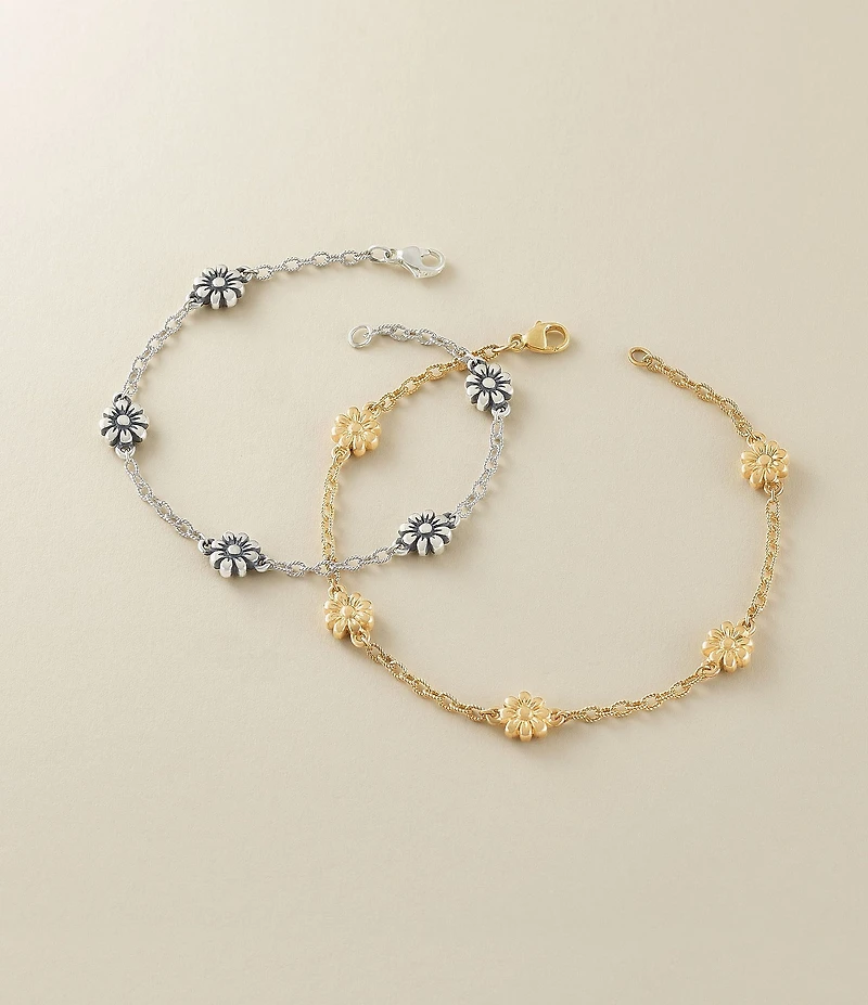 James Avery 14K Gold Margarita Flower Line Bracelet
