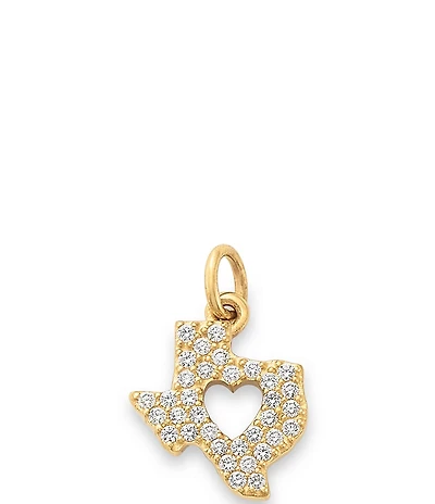 James Avery 14k Gold Pave Diamond Deep in the Heart of Texas Charm