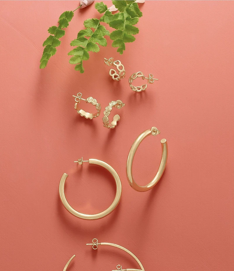 James Avery 14K Gold Rose Hoop Earrings