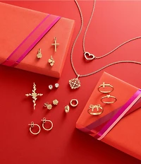 James Avery 14K Gold Rosebud Cross Charm