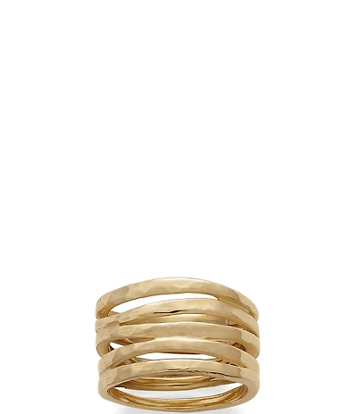 James Avery 14K Gold Stacked Sculpted Hammered Ring