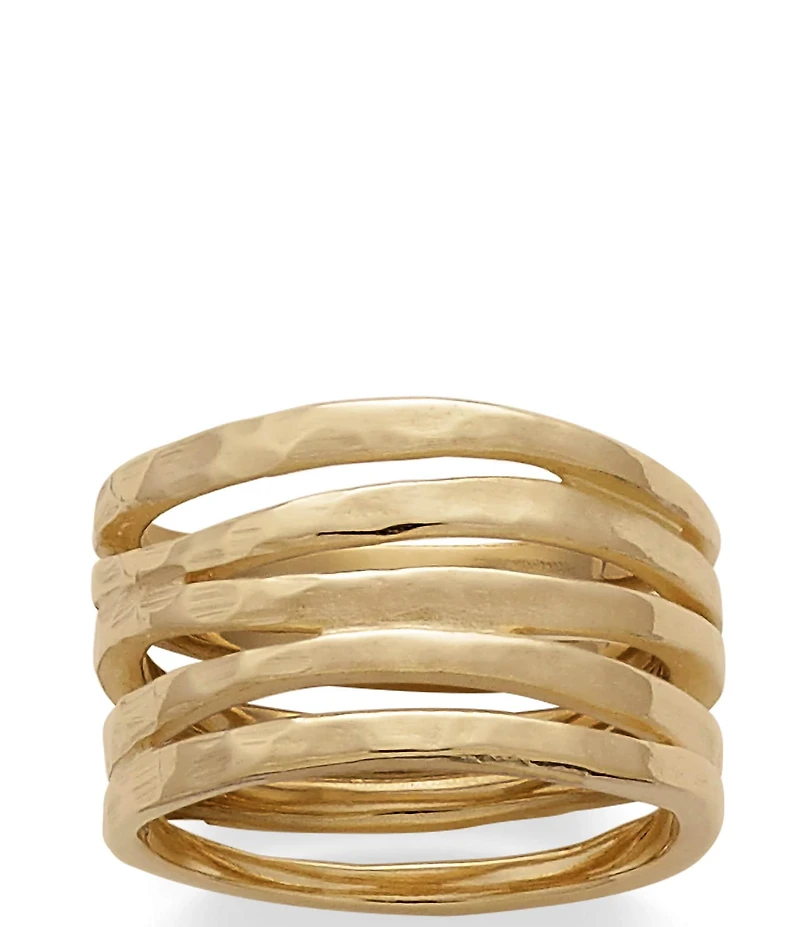 James Avery 14K Gold Stacked Sculpted Hammered Ring