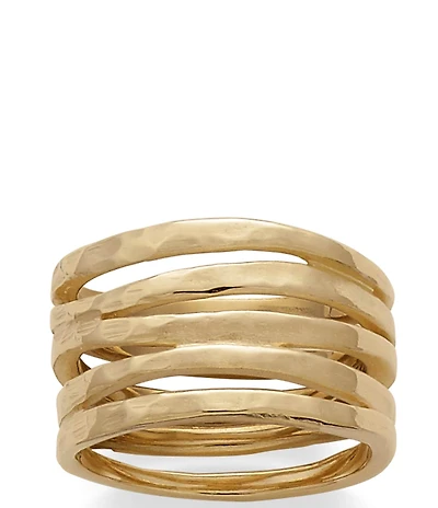 James Avery 14K Gold Stacked Sculpted Hammered Ring