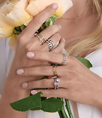 James Avery 14K Gold Stacked Sculpted Hammered Ring