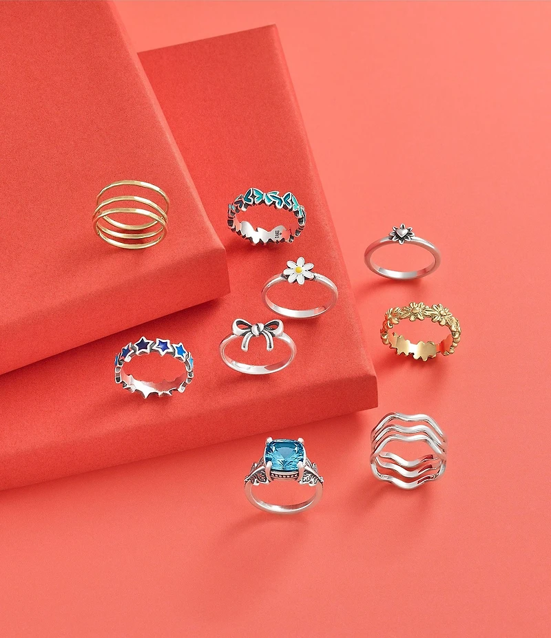 James Avery 14K Gold Stacked Sculpted Hammered Ring