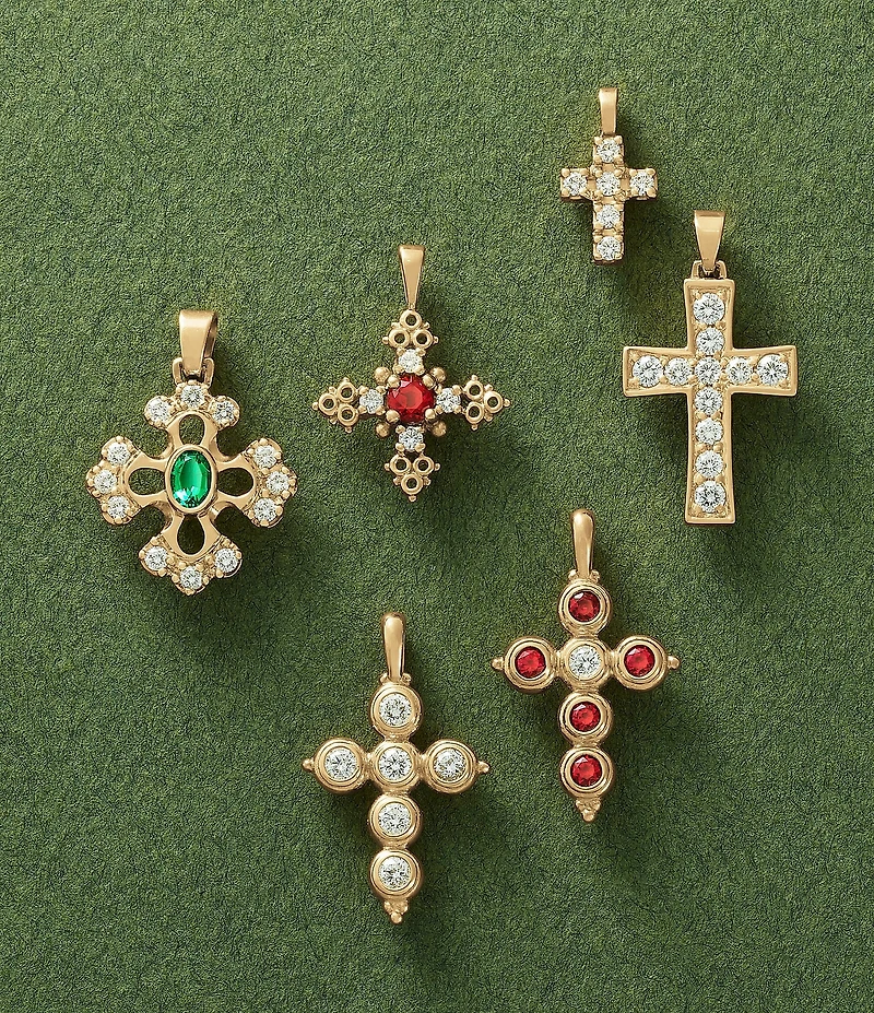 James Avery 18k Gold Plain Latin Cross Charm with Diamonds