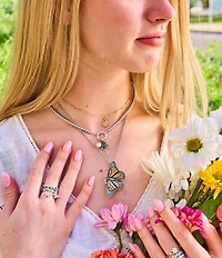 James Avery Beaded Chain Changeable Charm Holder Necklace