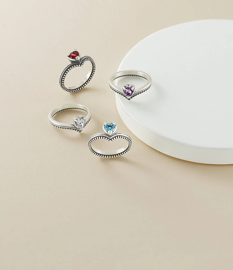 James Avery Beaded Chevron Heart Gemstone Ring
