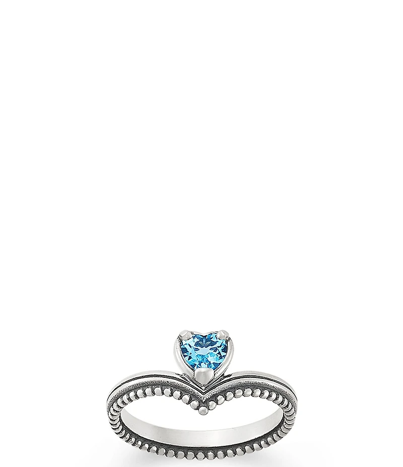 James Avery Chevron Heart Gemstone Band Ring