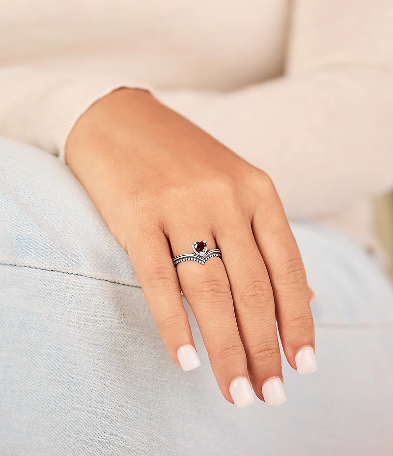 James Avery Chevron Heart Gemstone Band Ring