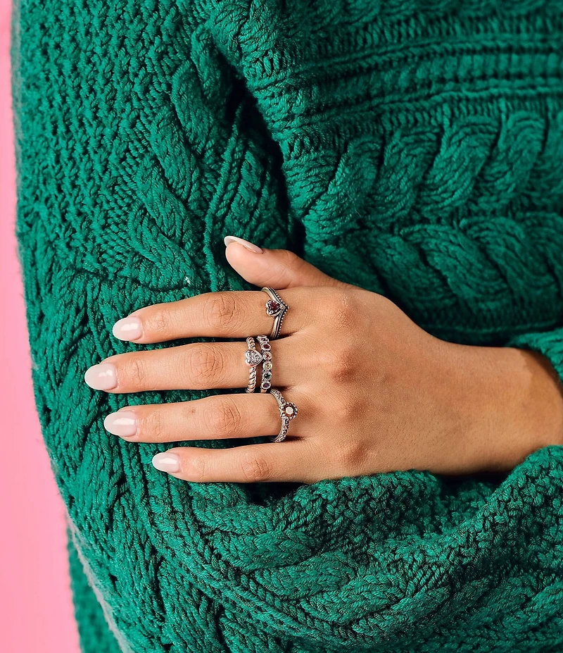 James Avery Chevron Heart Gemstone Band Ring
