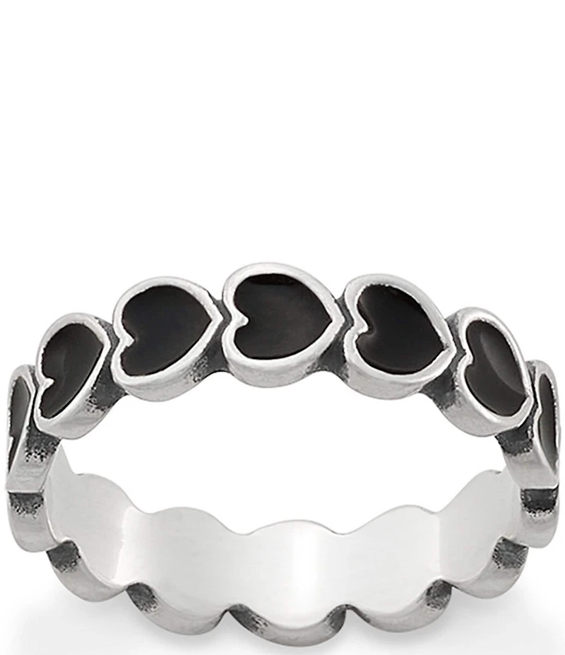 James Avery Black Enamel Connected Hearts Band Ring