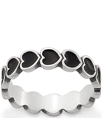 James Avery Black Enamel Connected Hearts Band Ring