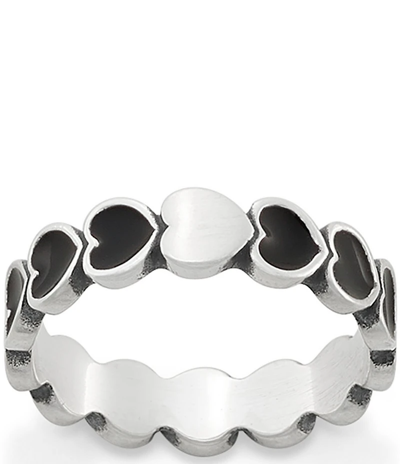 James Avery Black Enamel Connected Hearts Band Ring