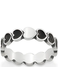 James Avery Black Enamel Connected Hearts Band Ring