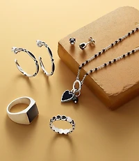 James Avery Black Enamel Connected Hearts Band Ring