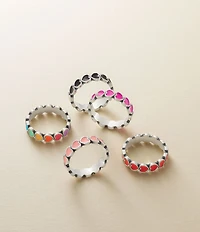 James Avery Black Enamel Connected Hearts Band Ring