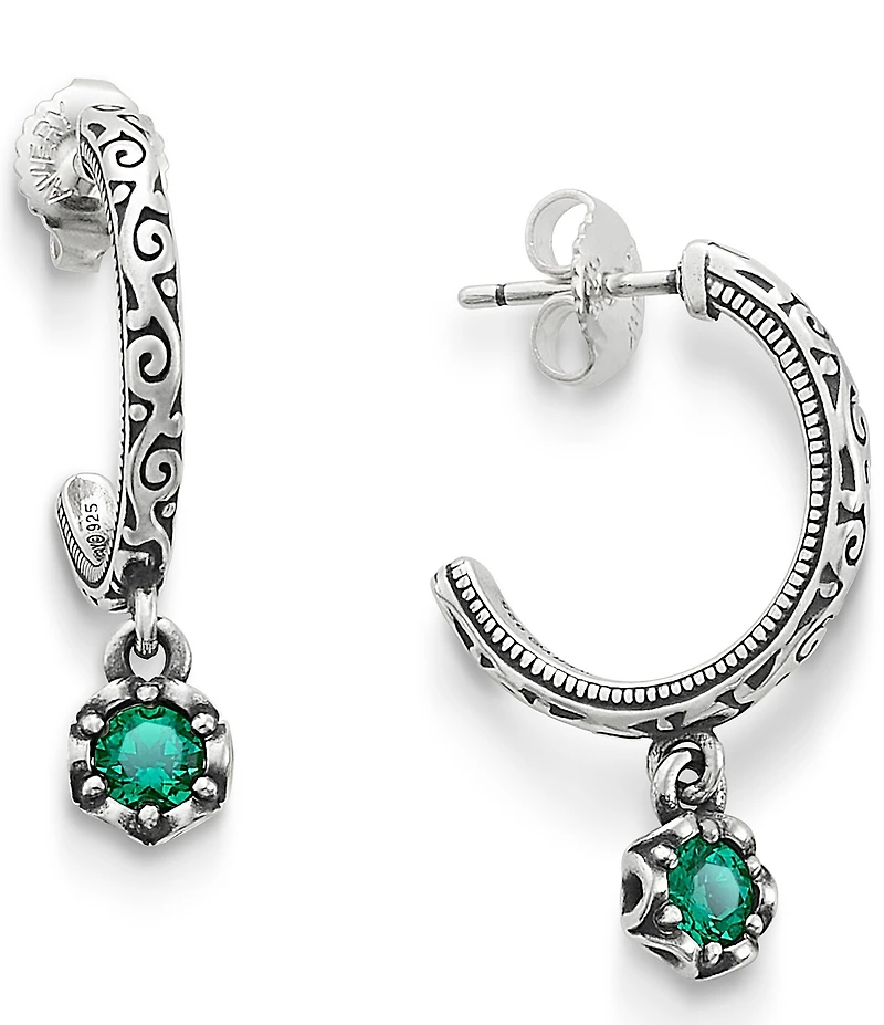 James Avery Cherished Lab-Created Birthstone Sterling Silver Hoop Earrings
