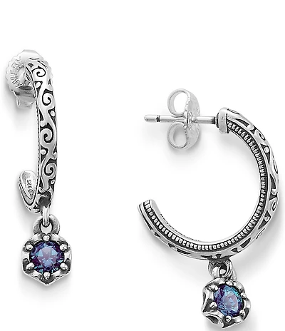 James Avery Cherished Lab-Created Birthstone Sterling Silver Hoop Earrings