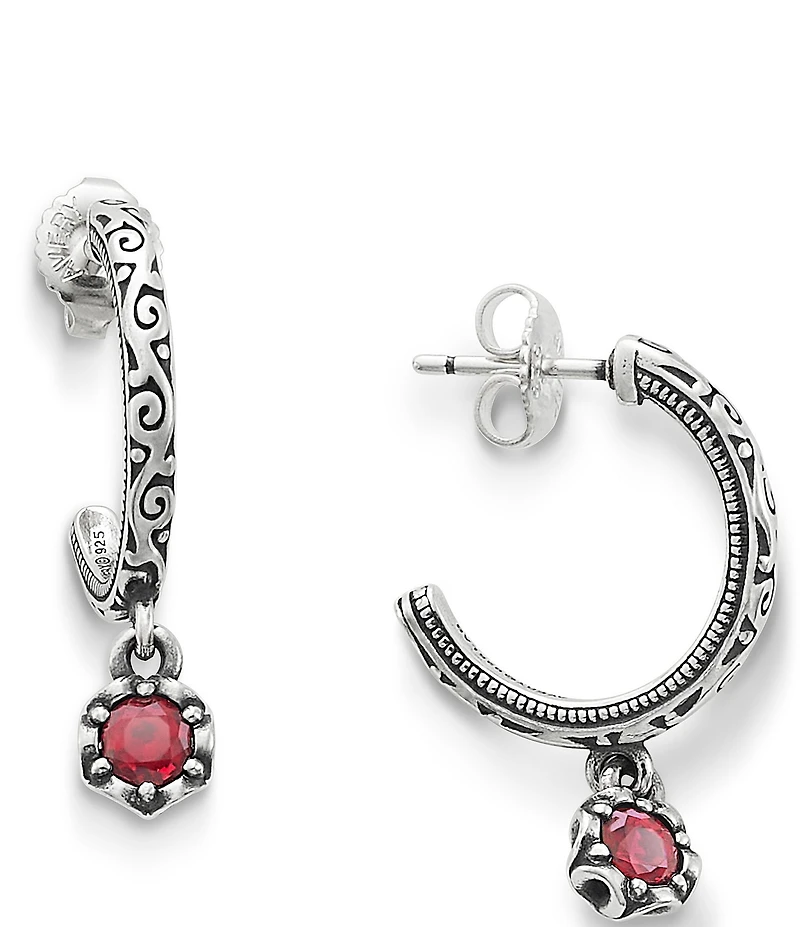 James Avery Cherished Lab-Created Birthstone Sterling Silver Hoop Earrings