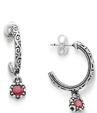 James Avery Cherished Lab-Created Birthstone Sterling Silver Hoop Earrings