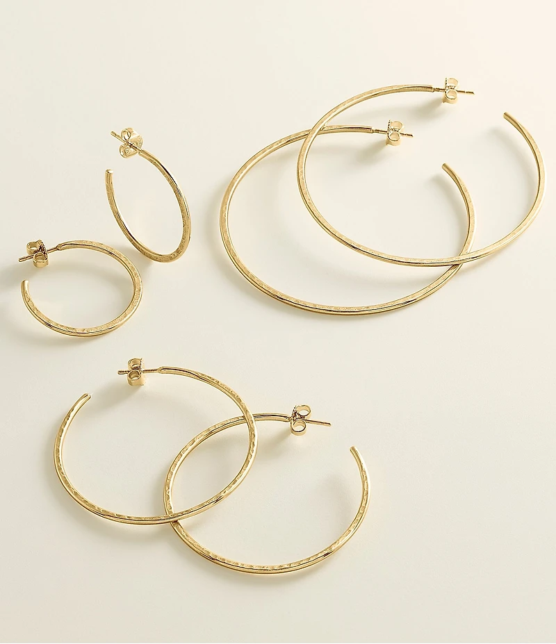 James Avery Classic 14K Gold Hammered Hoop Earrings