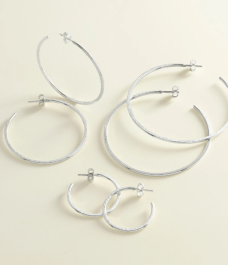 James Avery Classic Sterling Silver Hammered Hoop Earrings