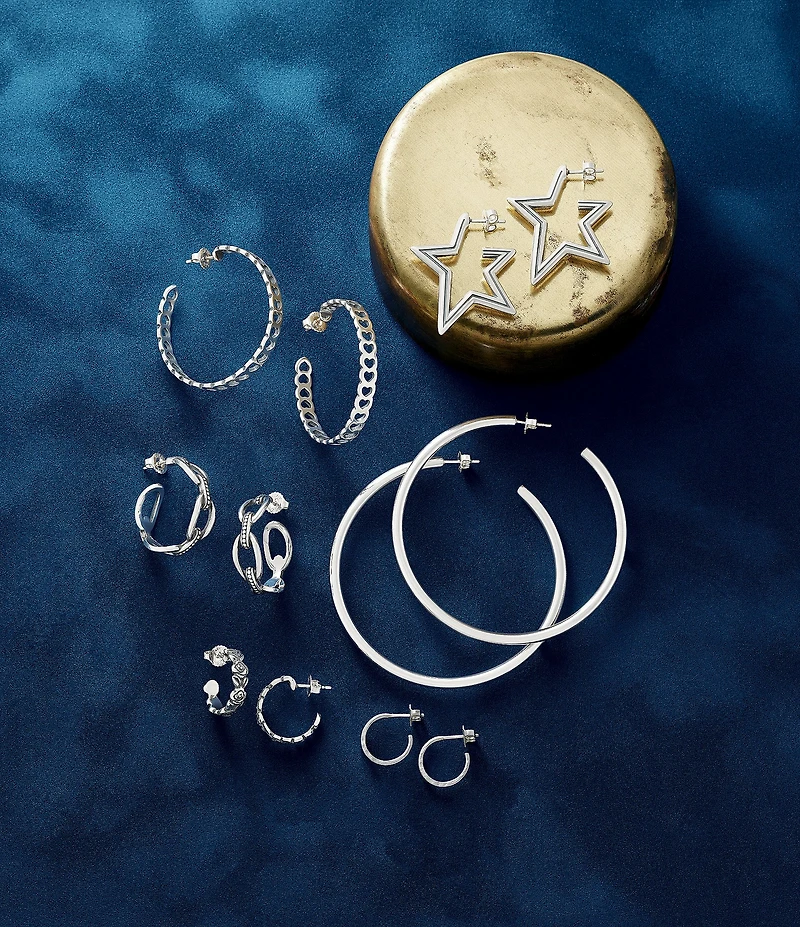 James Avery Classic Sterling Silver Hammered Hoop Earrings