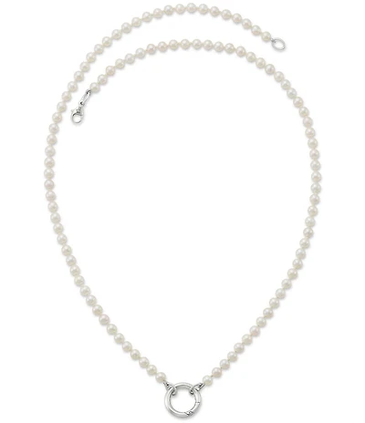 James Avery Cultured Pearl Changeable Sterling Silver Charm Holder Short Pendant Necklace