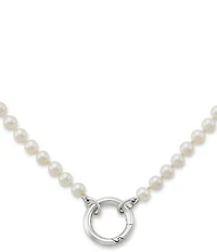 James Avery Cultured Pearl Changeable Sterling Silver Charm Holder Short Pendant Necklace