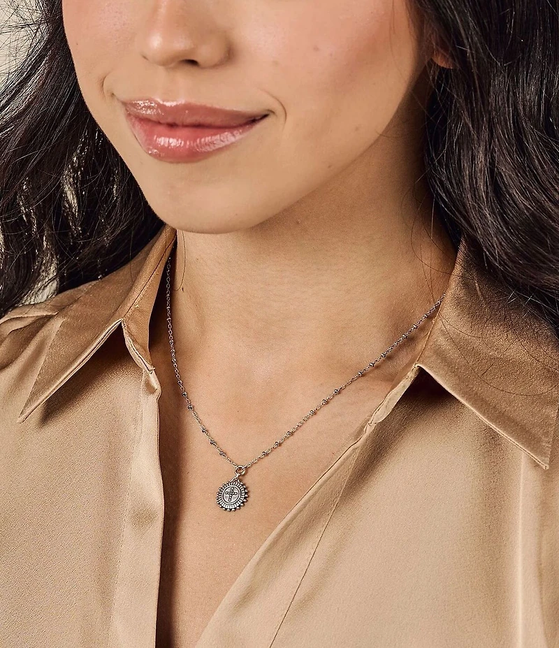 James Avery Delicate Beaded Cross Medallion Short Pendant Necklace