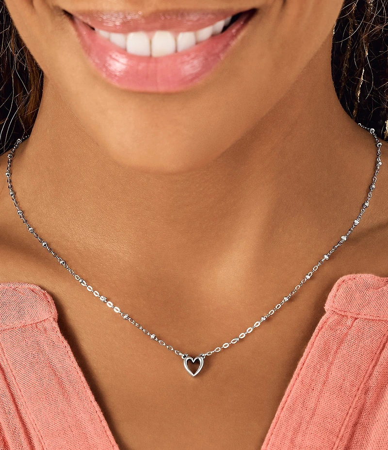 James Avery Delicate Heart Beaded Short Pendant Necklace