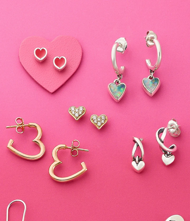 James Avery Delicate Pave Diamond 14K Gold Heart Stud Earrings