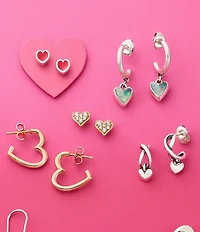 James Avery Delicate Pave Diamond 14K Gold Heart Stud Earrings