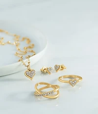 James Avery Delicate Pave Diamond 14K Gold Heart Stud Earrings