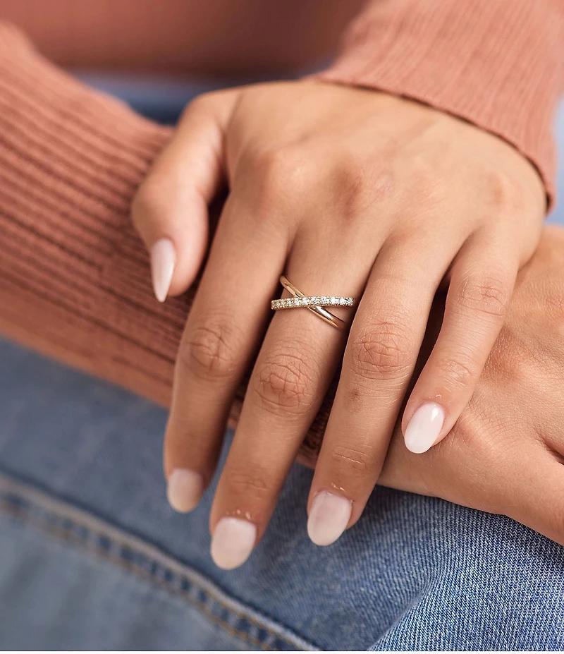 James Avery Diamond Pave Crossed Ring