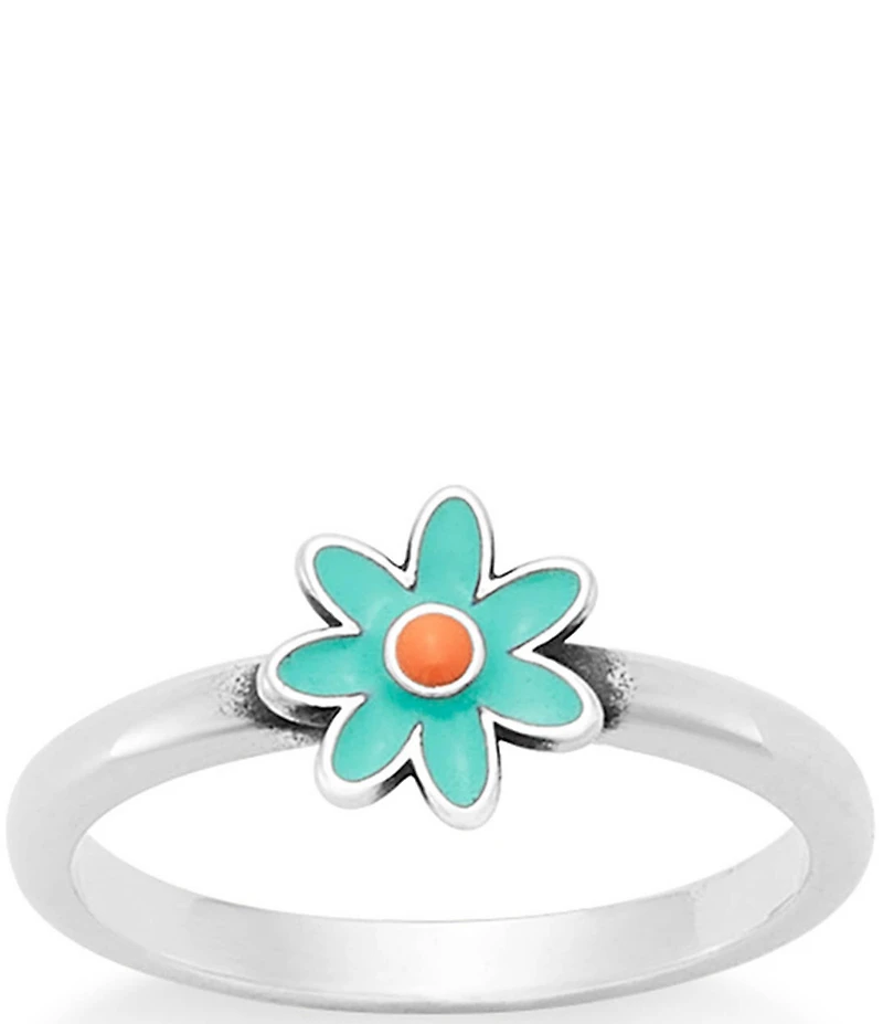 James Avery Enamel Orange Floral Band Ring